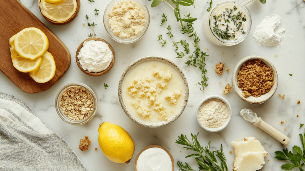 Fresh ingredients for making homemade Lemon Crumb Bars.