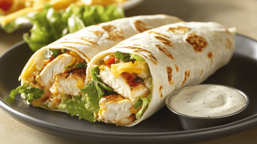 All the fresh and flavorful ingredients for making Chicken Ranch Wraps.