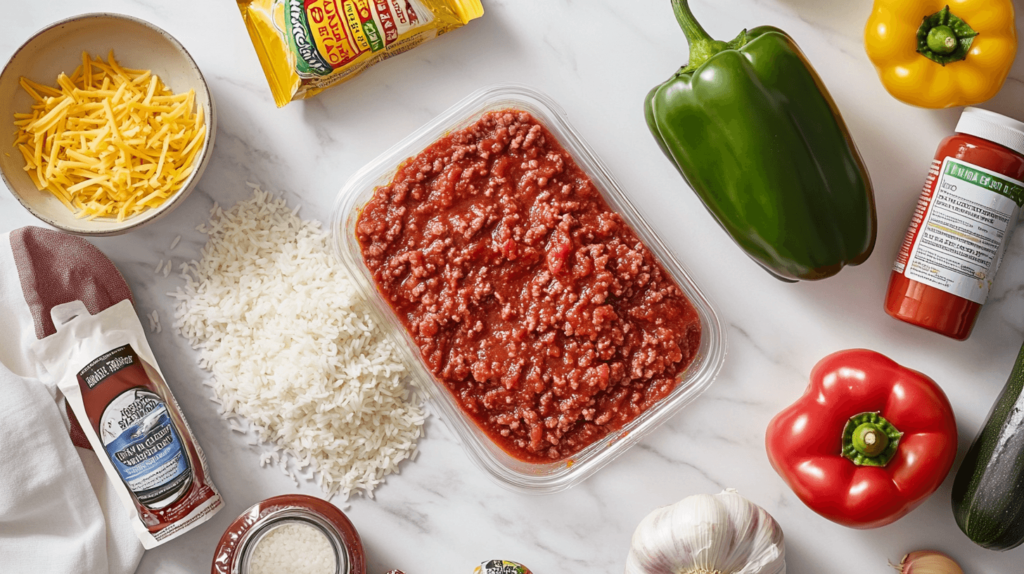 All the easy ingredients for making Unstuffed Pepper Bowls at home.