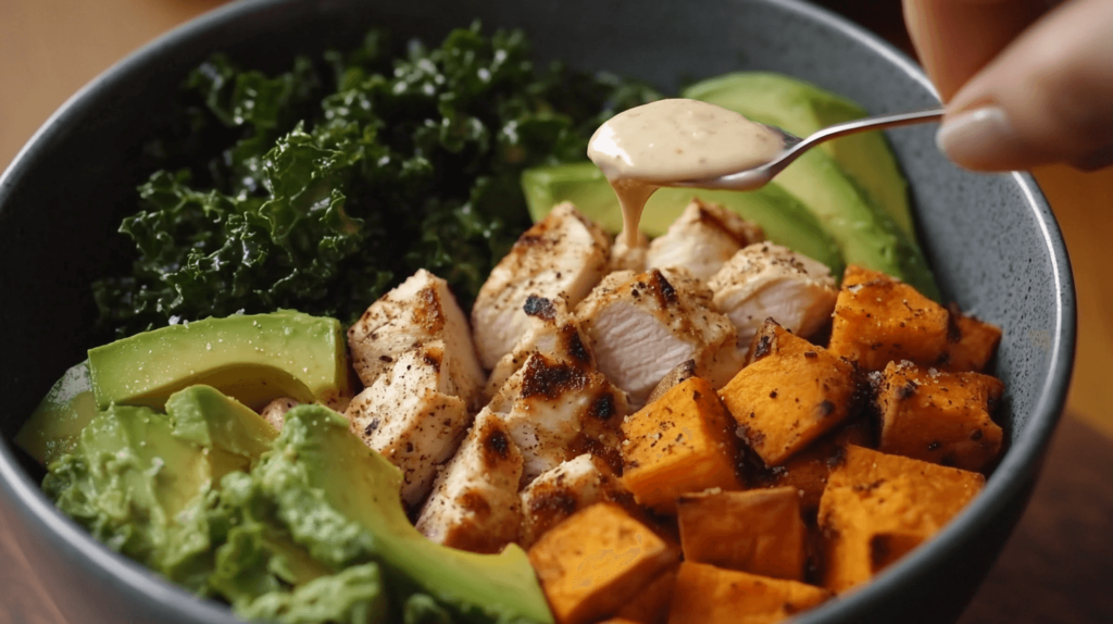 Prepared chicken and sweet potato ready for cooking.