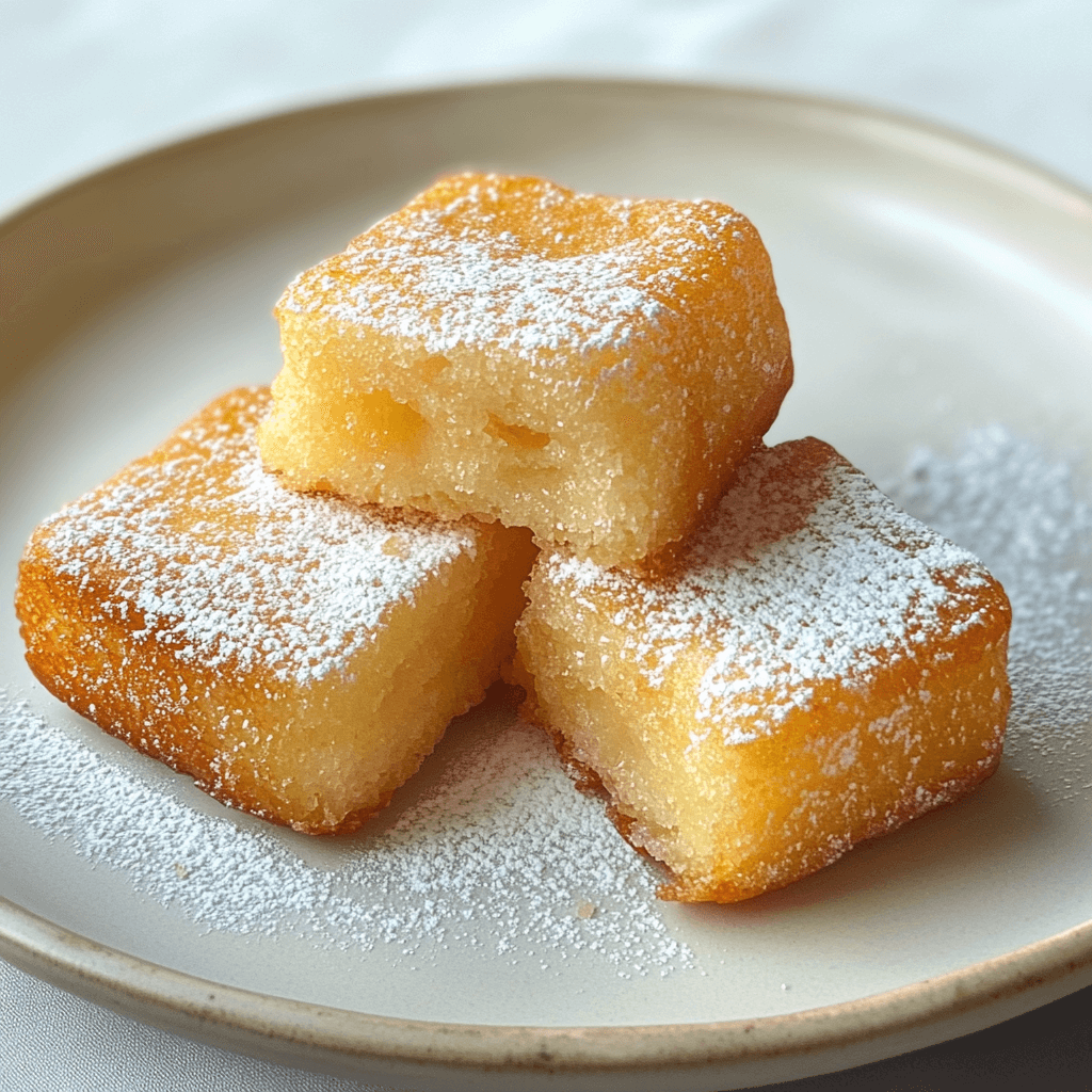 Bite-sized Vanilla French Beignets generously covered in powdered sugar.
